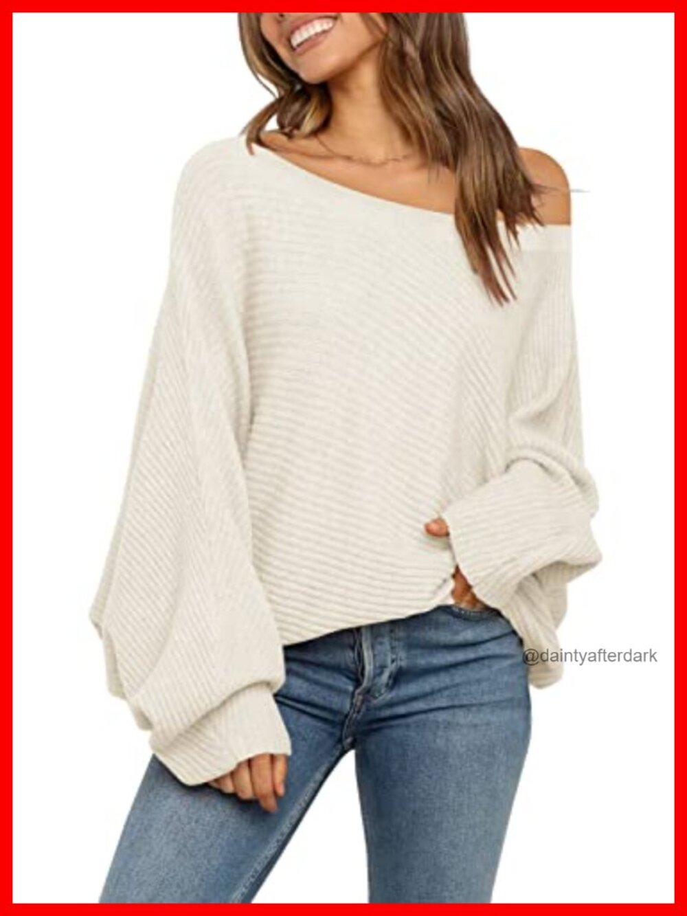 Women Oversized Off Shoulder Sweater Slouchy Knit Pullover Long Sleeve Winter